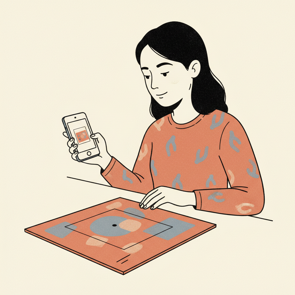 Illustration of a person scanning a record barcode with their phone